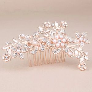 🎉🎊 2X HP🎊🎉🆕 Bridal Rhinestone and Faux Pearl Decor Hairpin Comb